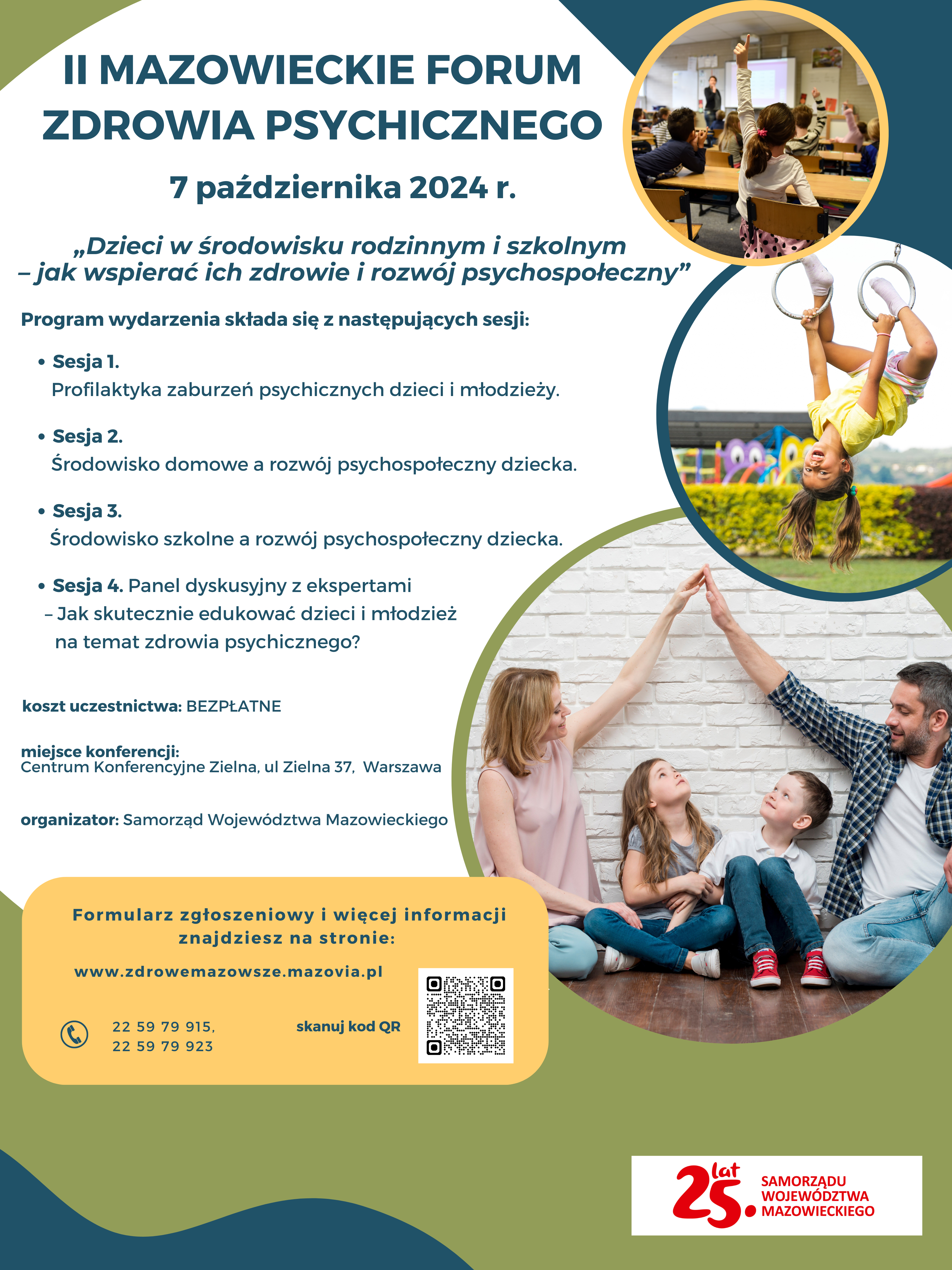 Plakat informujący o konferencji w ramach II Mazowieckiego Forum Zdrowia Psychicznego.